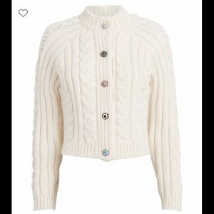 NWOT Ganni Crystal Button Alpaca Cardigan